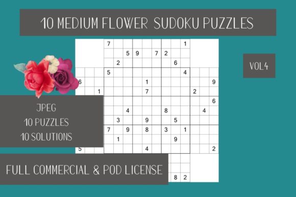 10 Medium Flower Sudoku Solutions Vol.4 Guide