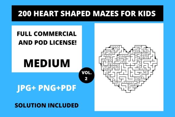 200 Heart Shaped Mazes for Kids Vol.2 Assets